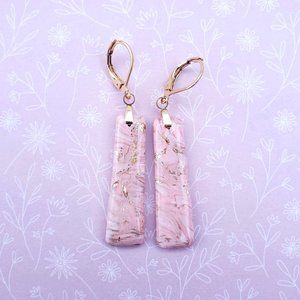 Pink & Gold Bars | Polymer Clay Earrings